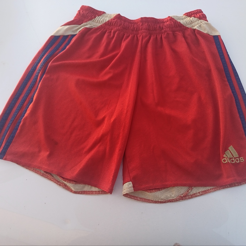 Adidas Boy’s Shorts Size Large red with gold and blue stripes